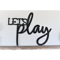 Let's Play Word Wood Cut Wall Art Sign Decor Kids Home Nursery Room Craft | Etsy (US)