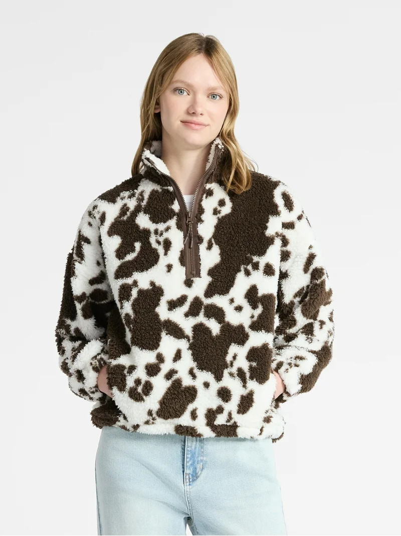 No Boundaries Plush Half-Zip Pullover, Women's | Walmart (US)