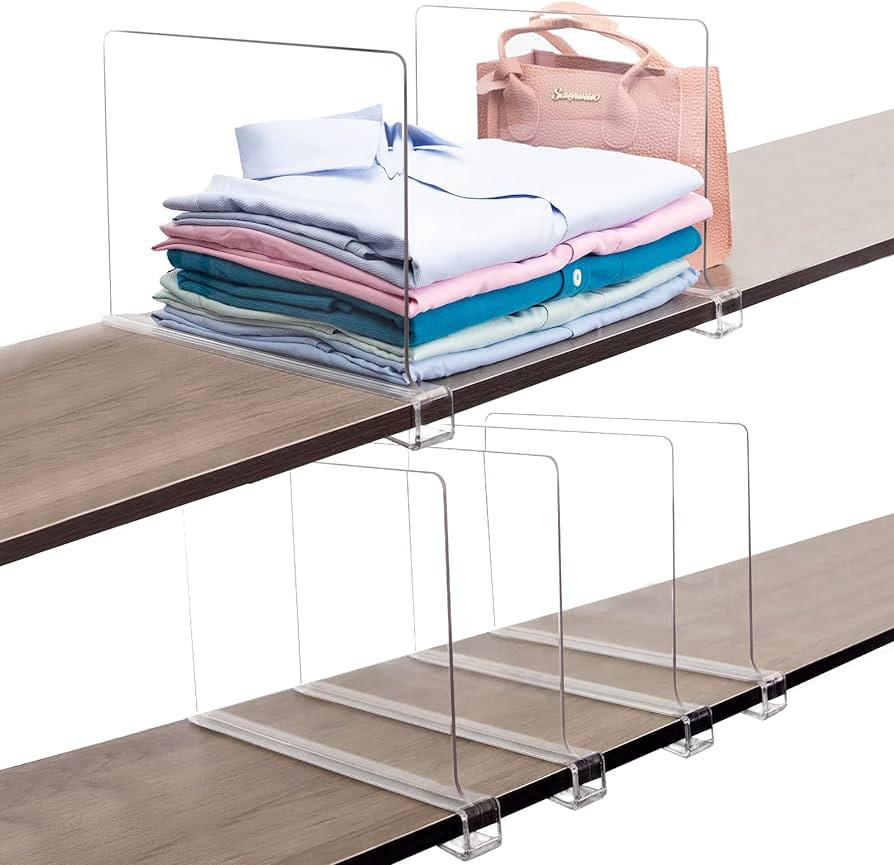 Markdang 6 Pcs Acrylic Shelf Dividers (Shelves Less Than 0.8" Thick) for Closet Organization Clea... | Amazon (US)