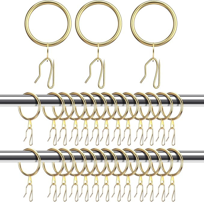 Hotop 60 Pieces 1.26 Inch Metal Drapery Curtain Rings Curtain Hanging Rings and 60 Pieces Metal D... | Amazon (US)