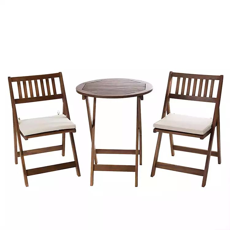 Acacia Wood 3-pc. Bistro Set with Cushions | Kirkland's Home