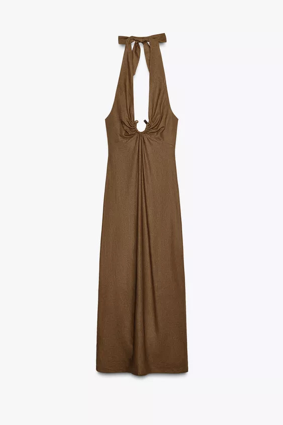 MIDI DRESS WITH BUCKLE LINEN BLEND | Zara UK