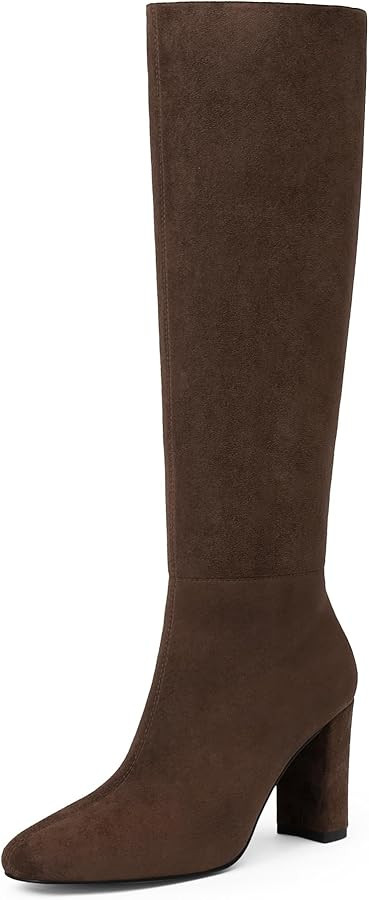 Modatope Knee High Boots for Women Chunky Heel Rounded Toe Womens Tall Boots | Amazon (US)