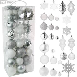 Christmas Snowflake Ball Ornaments - Christmas Hanging Snowflake and Ball Ornament Assortment Set with Hooks | The Home Depot