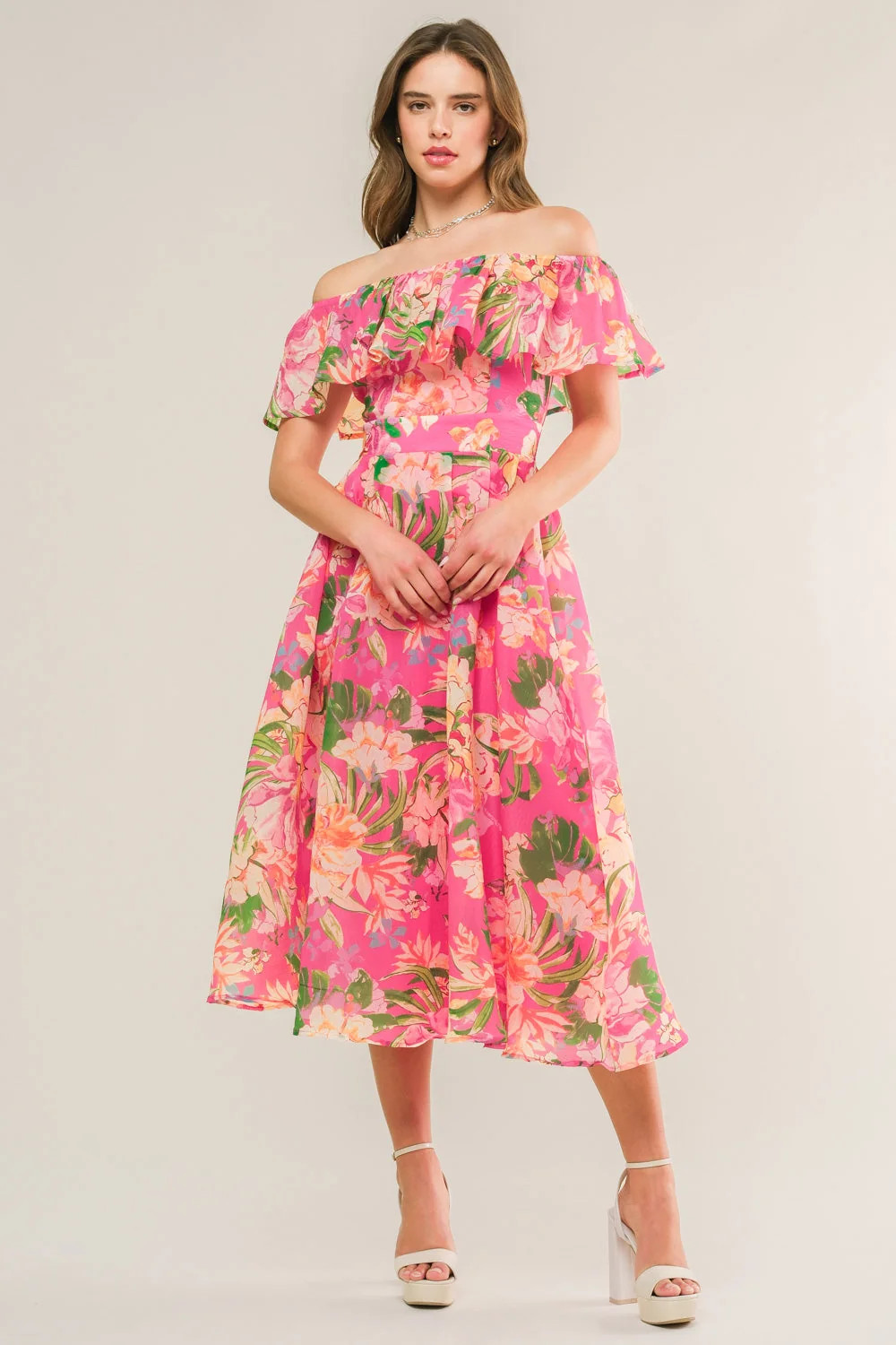 HAPPIEST HERE PINK MIDI DRESS | Lady Black Tie
