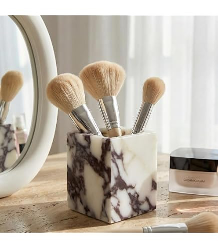Genuine Calacatta Viola Marble Toothbrush Holders for Bathroom, Natural Marble Makeup Brush Holde... | Amazon (US)