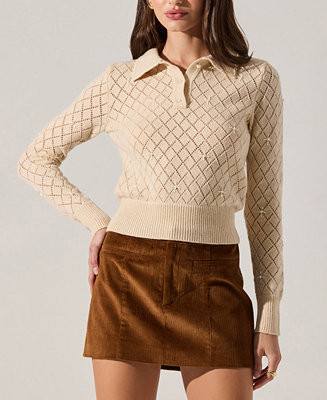 ASTR the Label Women's Aspyn Collared Sweater - Macy's | Macy's