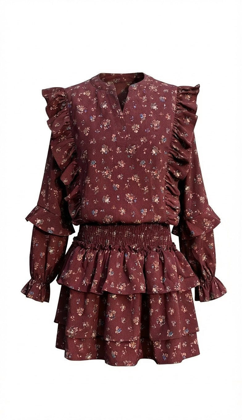 Campbell Dress Burgundy Vintage Floral Burgundy Vintage Floral / 10 | Maisonette