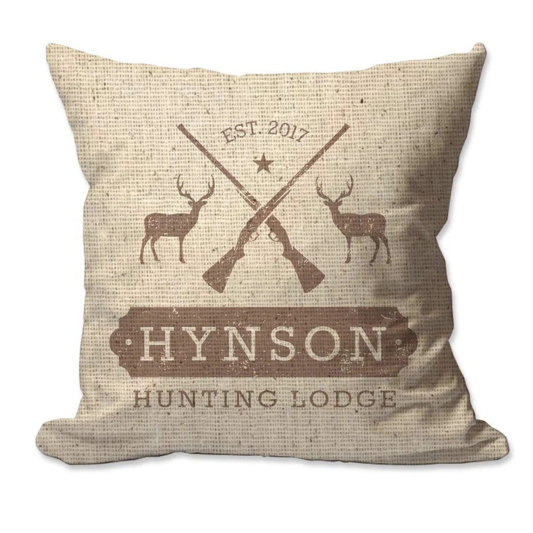 Personalized Hunting Lodge Textured Linen Throw Pillow 17 X 17 Cover Only OR Cover With Insert De... | Etsy (US)