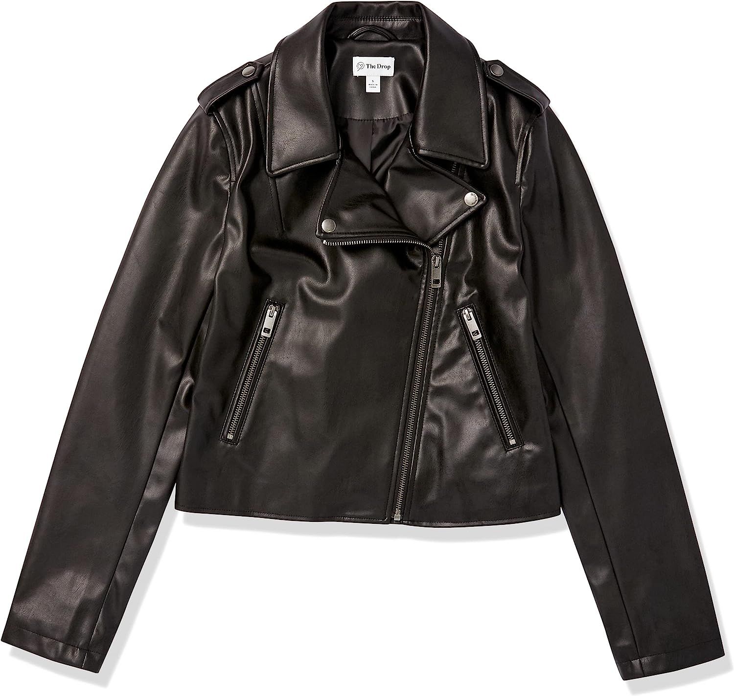 The Drop Women's Heather Faux Leather Moto Jacket | Amazon (US)