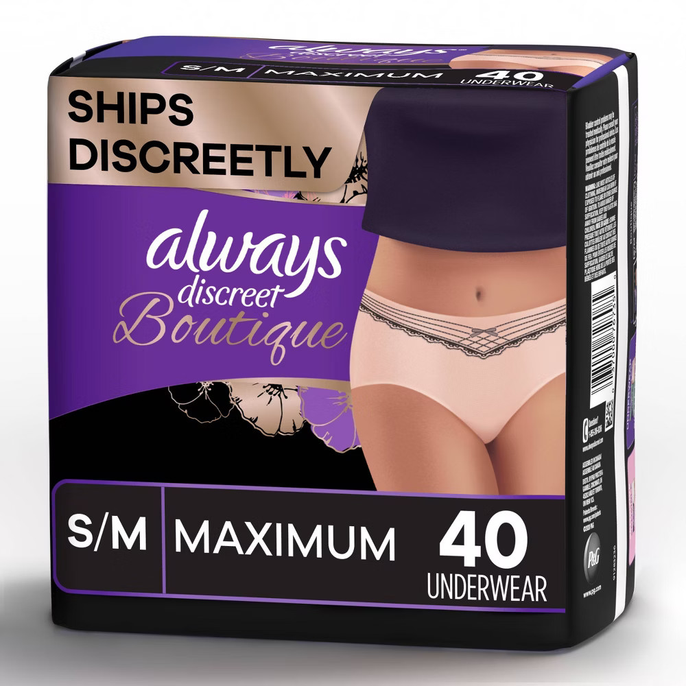 Always Discreet Boutique Maximum Protection Incontinence Underwear for Women - Peach - S/M - 40ct | Target