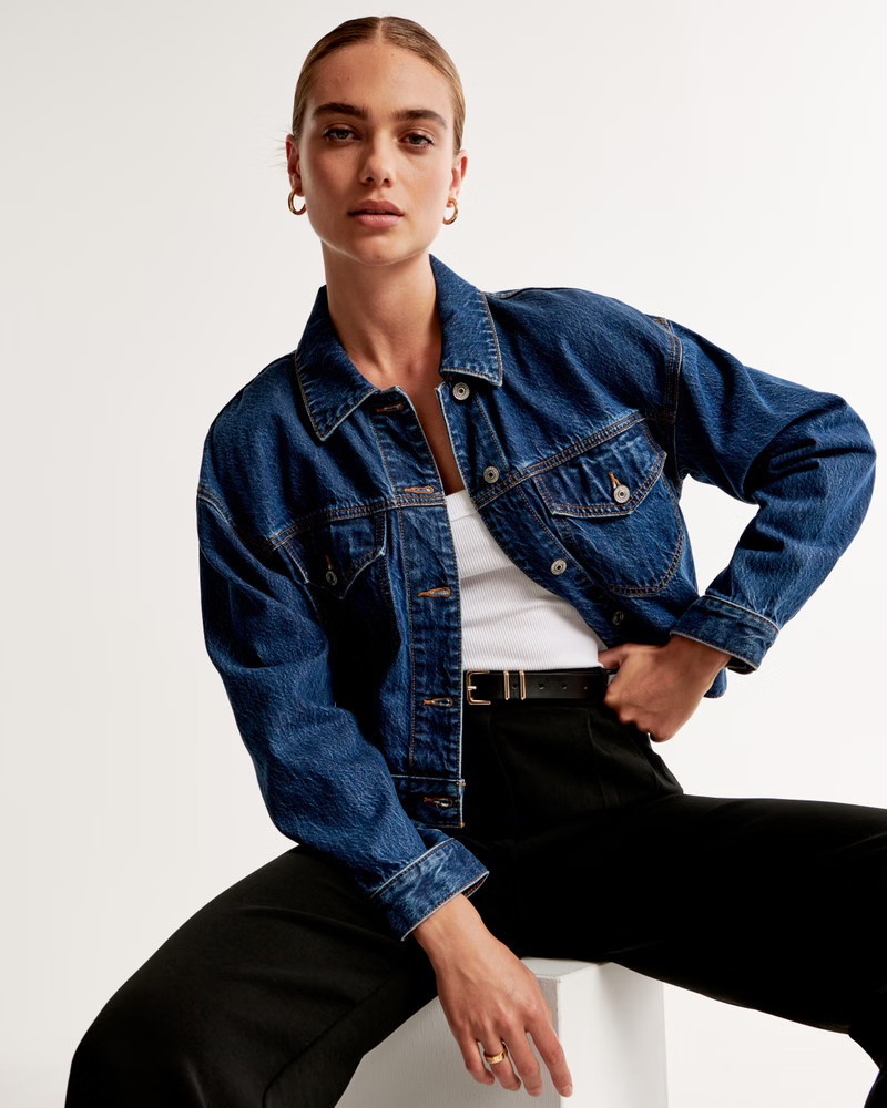 Drapey Cropped Denim Jacket | Abercrombie & Fitch (US)