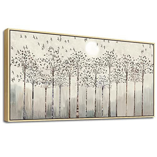 hyidecorart Natural Wood Framed Canvas Wall Art For Living Room Large Wall Decorations For Bedroom Room Office Wall Decor Abstract Scenery Wall Painting Prints Pictures Artwork Home Boho Wall Decor | Amazon (US)