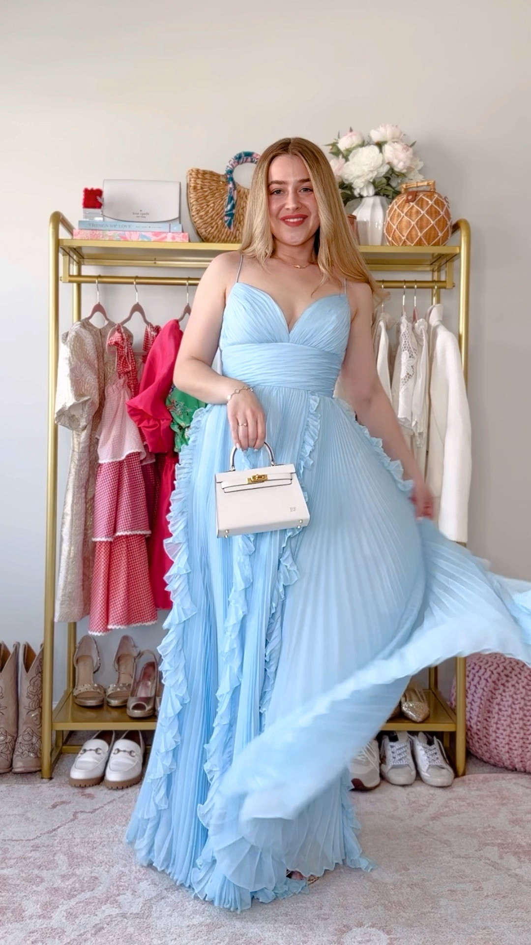 Wedding guest dress. Designer dress. Mini bag. Gold heels. Spring wedding guest dress. Summer wedding guest dress. Gala dress  

#LTKwedding #LTKGala #LTKVideo