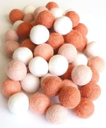 Mini Felt Factory | Blush Wool Felt Pom Balls Set | Salmon Orange Pink | Craft Project Supplies 2... | Amazon (US)