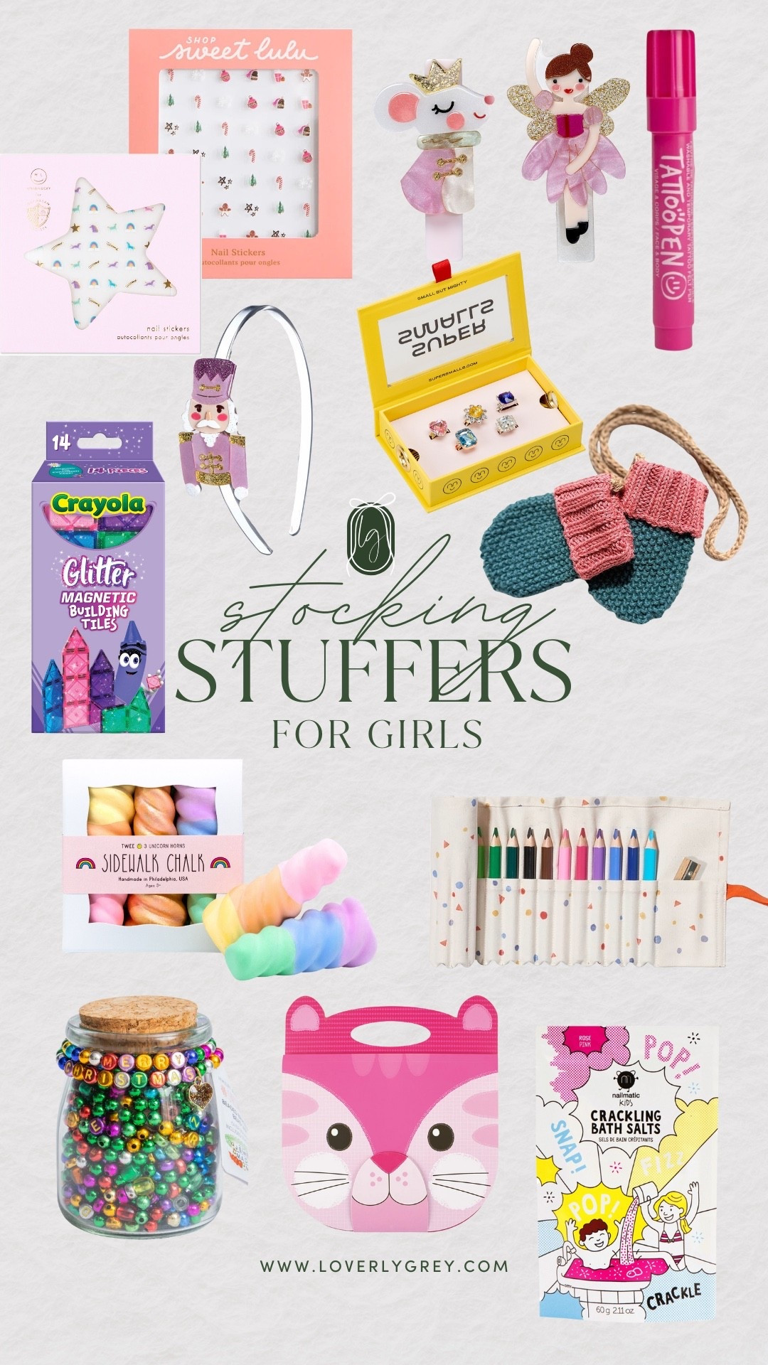 Stocking stuffers for the girls in your life! She will love diving into her stocking to find some sidewalk chalk and knit mittens. Other great options are the nail art stickers, fun rings, and friendship bracelet making kit.  

#LTKGiftGuide #LTKSeasonal #LTKHoliday
