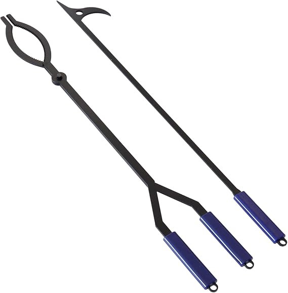 40" Fire Log Tongs Firewood Grabber and Fire Poker Set,Large Fire Pit Tool Outdoor/Indoor Bonfire... | Amazon (US)
