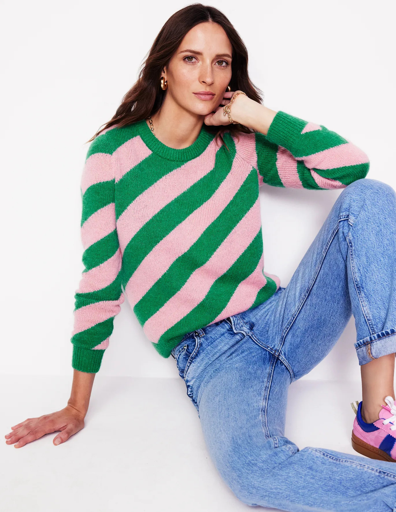 Fluffy Diagonal Stripe Sweater | Boden (US)