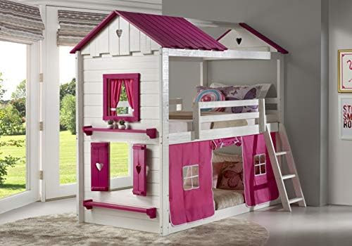 DONCO Twin Sweetheart Bunk Bed W/Pink Tent BUNKBED TWIN/TWIN White | Amazon (US)