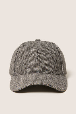 EVEREVE Women's Drew Herringbone Baseball Cap Hat, Black | Evereve