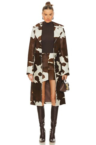 Helmut Lang Cowhide Trench Coat in Calf Multi from Revolve.com | Revolve Clothing (Global)