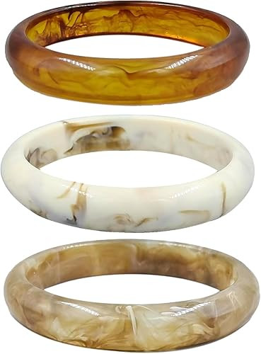MYANAIL 3Pcs Chunky Acrylic Stackable Bracelets Bangle Set for Women Colorful Large Thick Resin W... | Amazon (US)