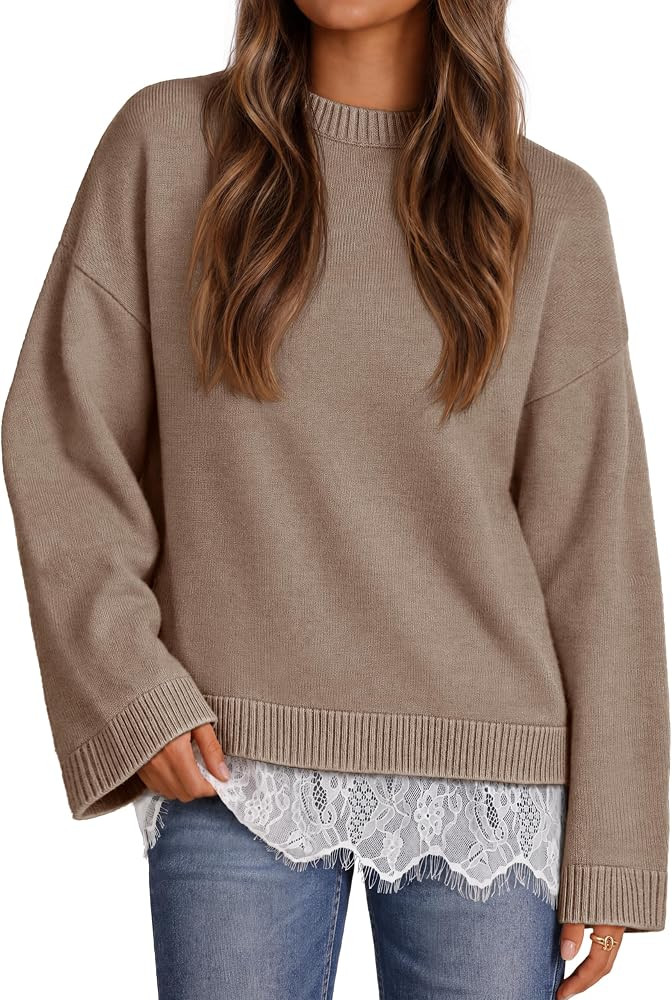 MEROKEETY Women's Fall Oversized Lace Sweaters 2026 Trendy | Amazon (US)