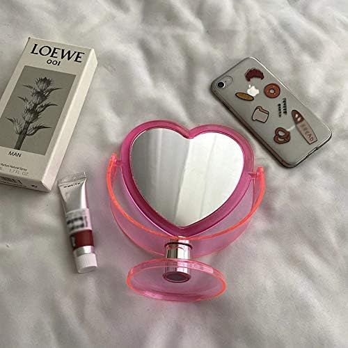 1Pc Acrylic Double Side Makeup Mirror Cute Heart Shaped Cosmetic Mirror, Transparent Base Home Be... | Amazon (US)