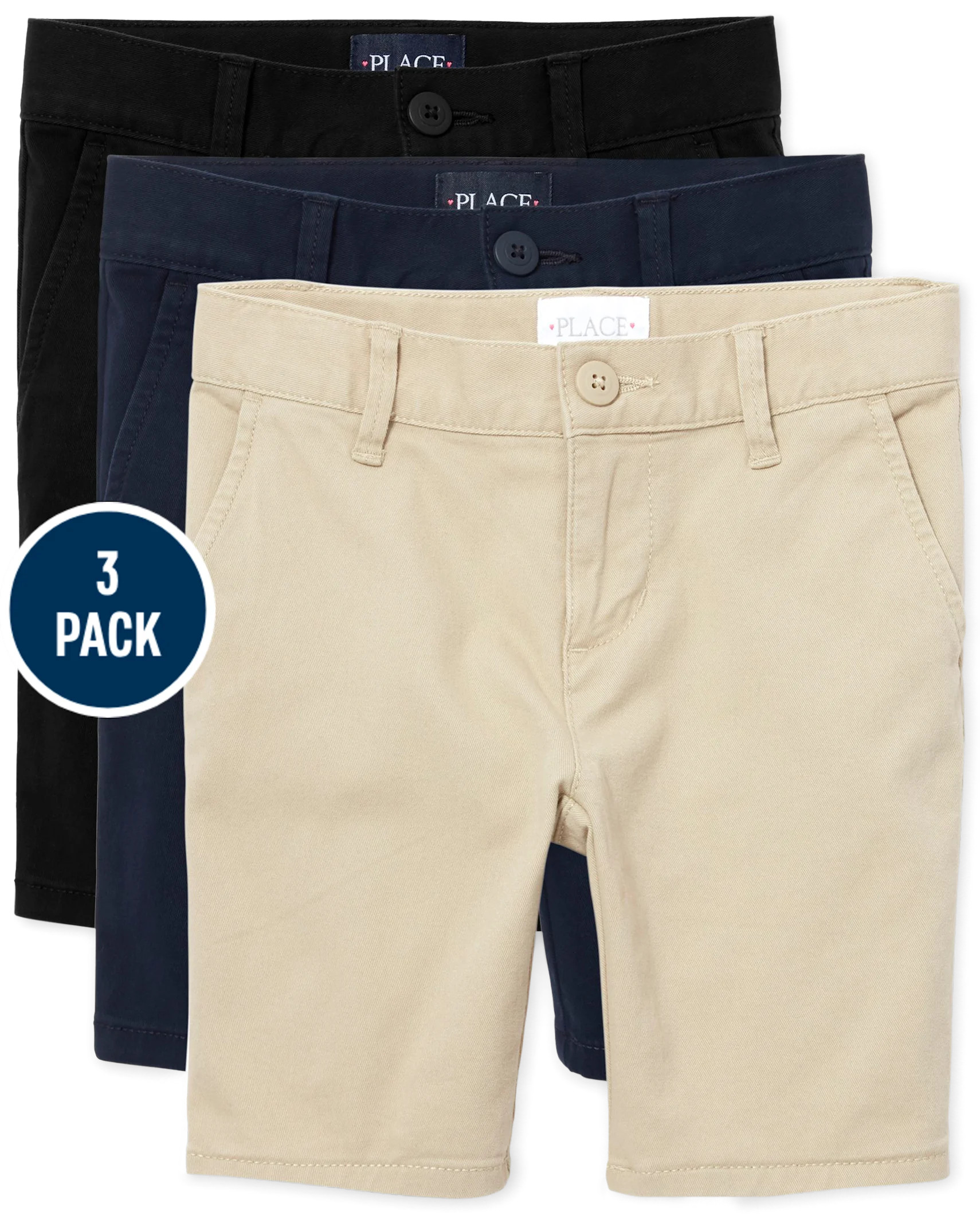Girls Uniform Chino Shorts 3-Pack - multi clr | The Children's Place