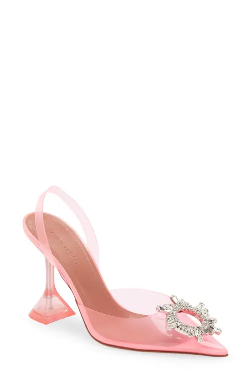 Amina Muaddi Begum Glass Pointed Toe Slingback Pump in Pvc Bubble at Nordstrom, Size 39.5 | Nordstrom