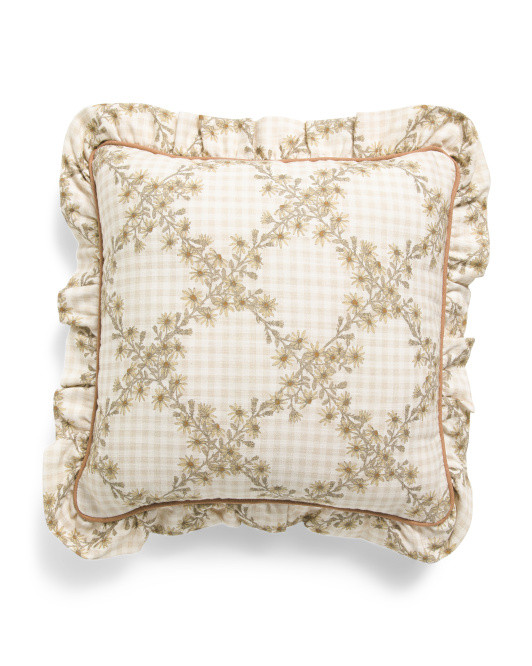 16x16 Daisy Gingham Plaid Ruffle Pillow | Throw Pillows | Marshalls | Marshalls