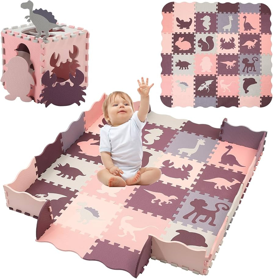 56" X 56" Baby Play Mats Floor Mat Foam Puzzle Playmat for Toddler and Kids | Amazon (US)