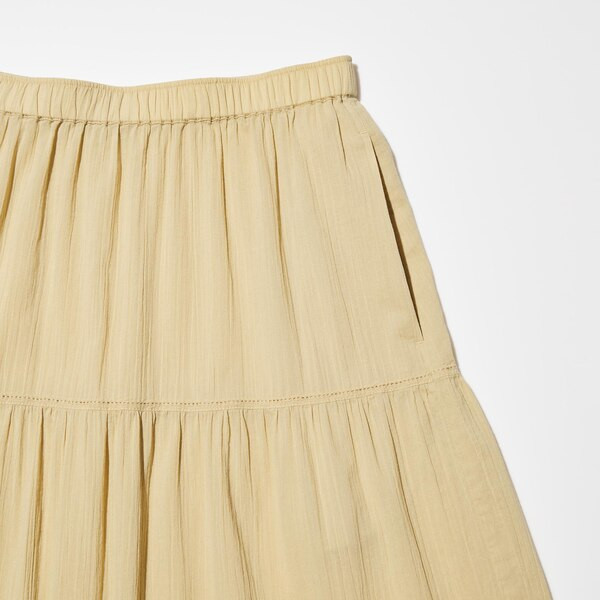 Crinkle Cotton Tiered Skirt | UNIQLO (US)