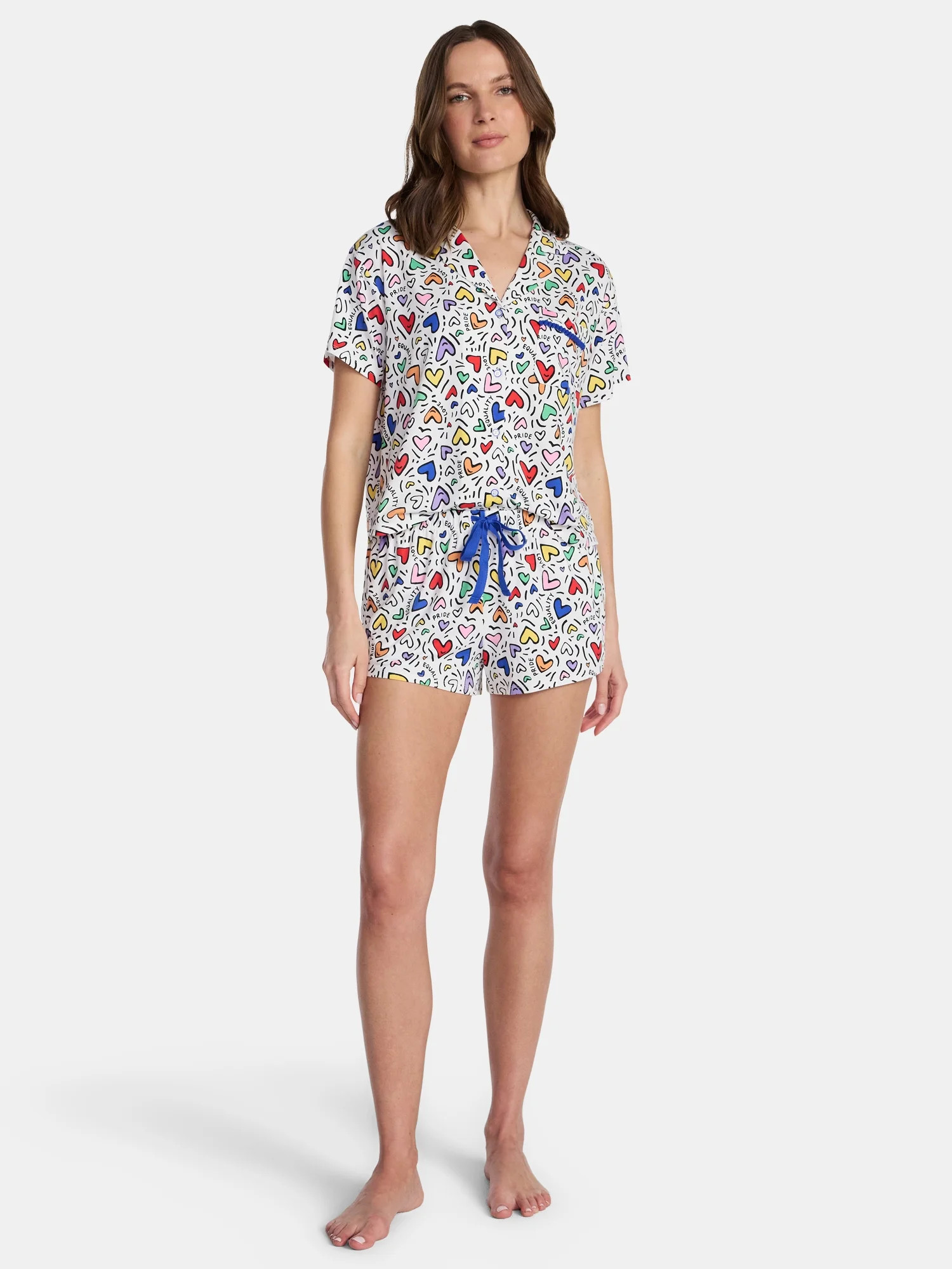 Pride Women's Knit Notch Collar Top and Shorts Pajama Set from Way to Celebrate, 2-Piece, Sizes X... | Walmart (US)