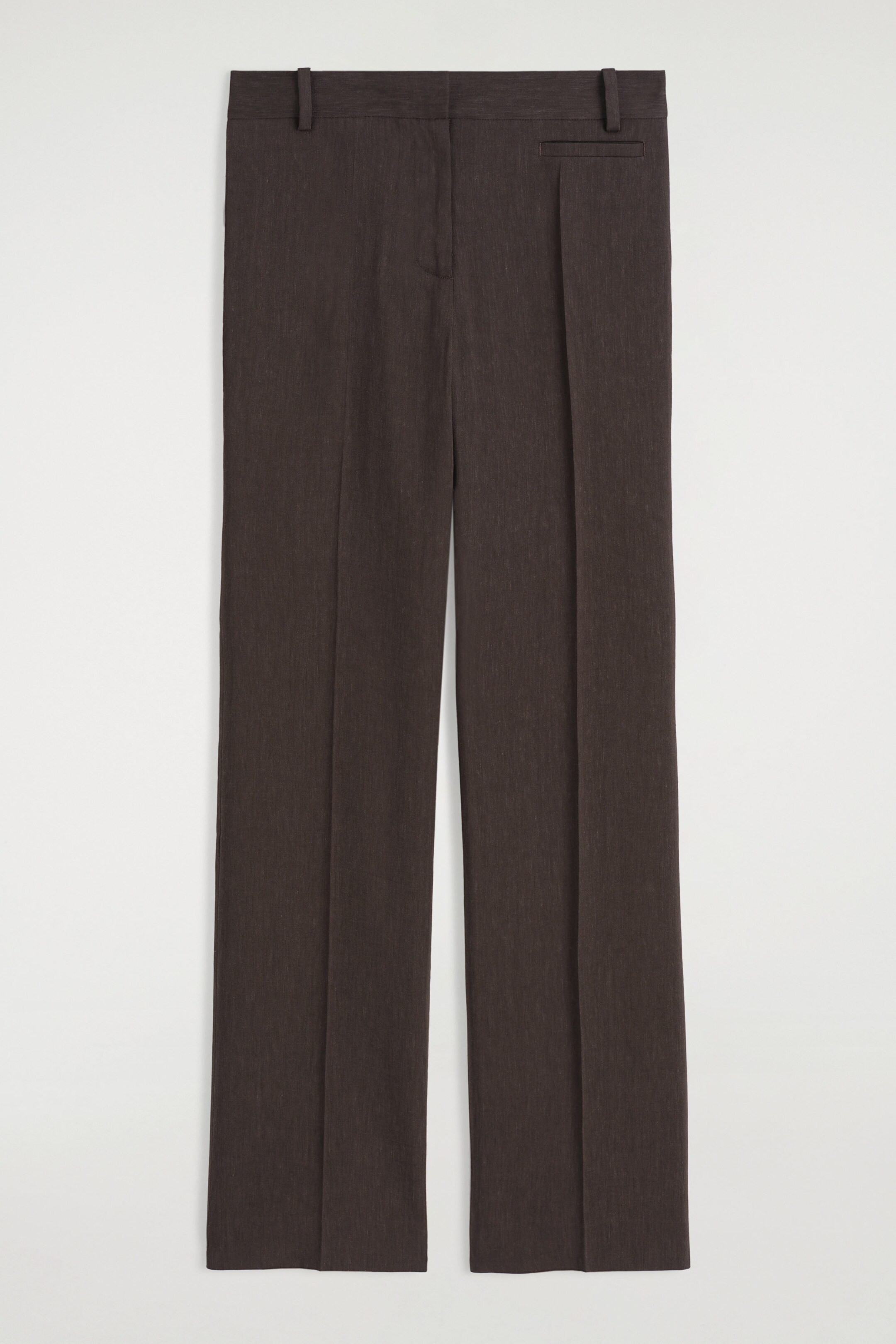 TAILORED LINEN STRAIGHT-LEG TROUSERS - DARK BROWN | COS UK