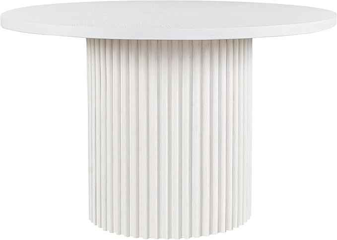 Jofran Auden Round Mid-Century Modern Fluted Pedestal Base Dining Table,White,48" W x 30" H Dinin... | Amazon (US)