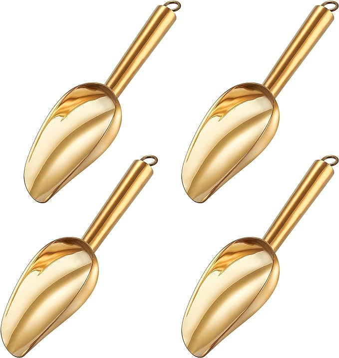 Amazon.com: TeamFar Mini Scoop Set of 4, 3 Oz Small Canister Jar Scoops, Gold Candy Utility Scoop... | Amazon (US)