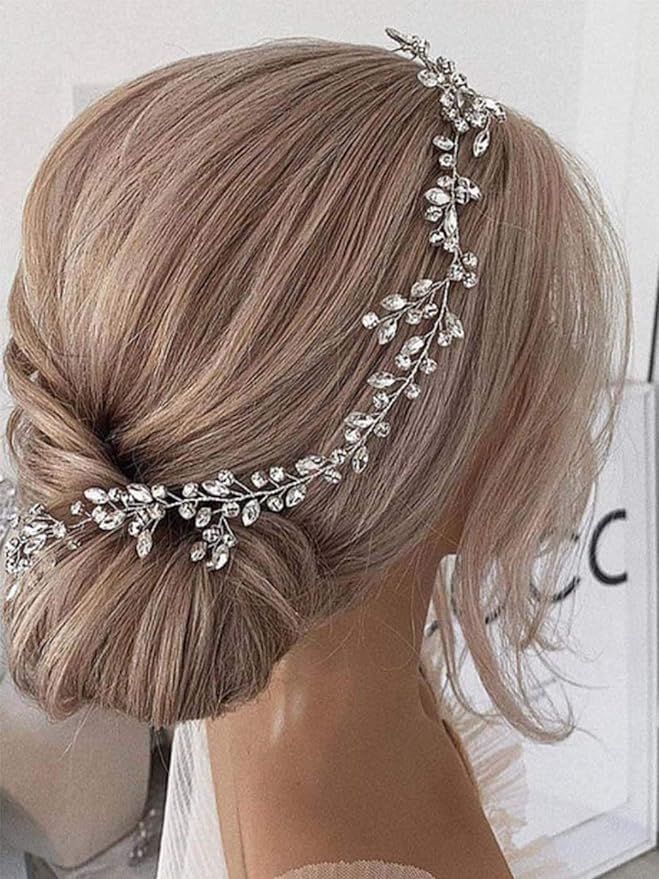 Yean Bride Crystal Wedding Hair Vine Silver Hair Piece Bridal Headpiece Rhinestone Hair Accessori... | Amazon (US)