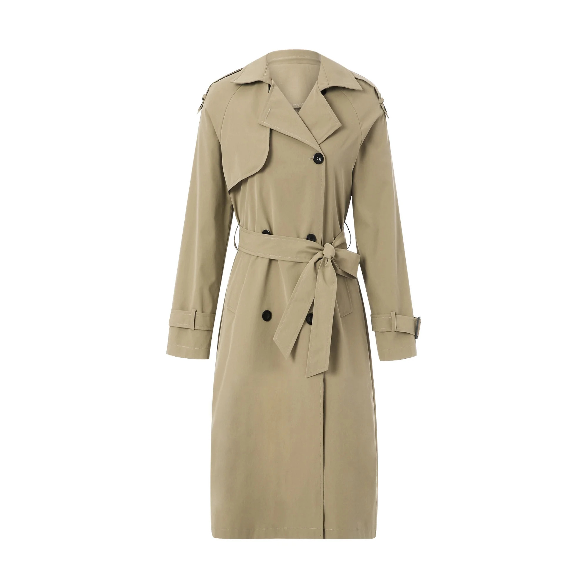 Women Long Sleeve Trench Coat Double Breasted Turndown Collar Long Coats Classic Autumn Spring Ja... | Walmart (US)