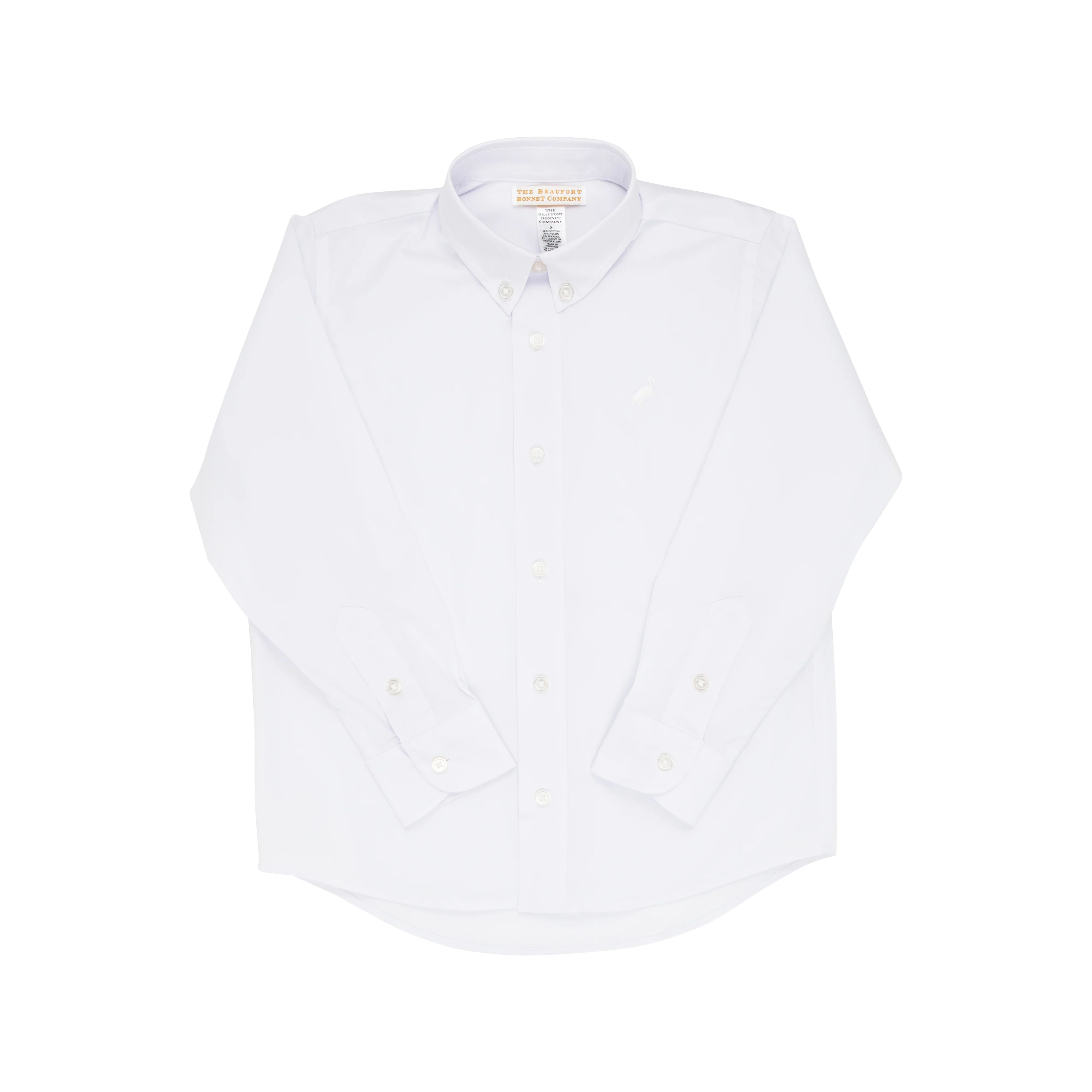Dean's List Dress Shirt (Oxford) - Worth Avenue White with Worth Avenue White Stork | The Beaufort Bonnet Company