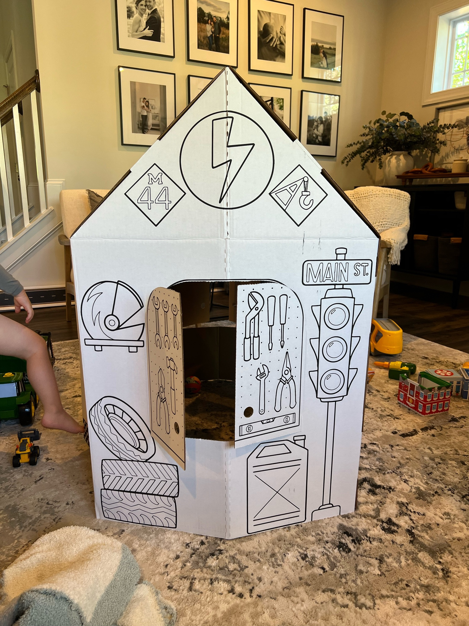 Cardboard playhouse you can color on! 