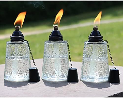 Seraphic Citronella Glass Table Top Torches for Outdoor, Set of 3 (Clear) | Amazon (US)