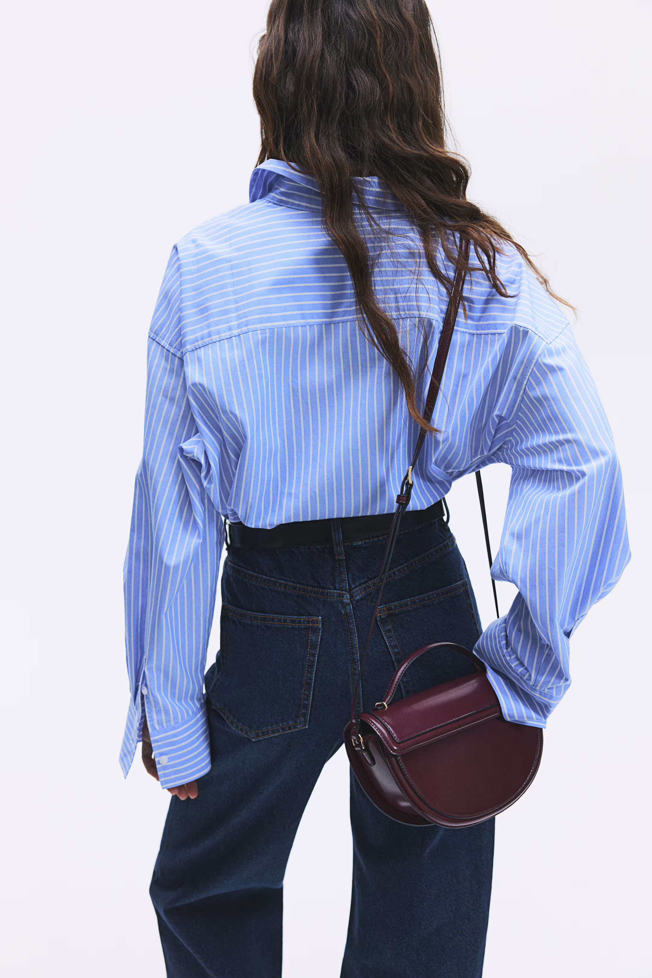 Loose-fit cotton shirt - Blue/Striped - Ladies | H&M GB | H&M (UK, MY, IN, SG, PH, TW, HK)