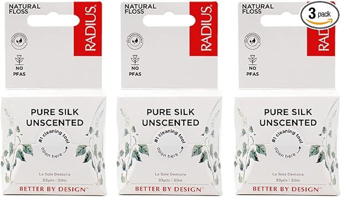 RADIUS Natural Unscented Silk Dental Floss 33 Yards Compostable Non-Toxic Oral Care & Designed to... | Amazon (US)