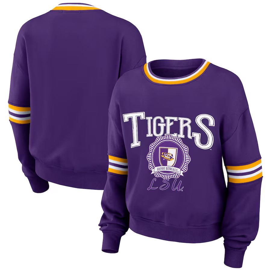 LSU Tigers WEAR by Erin Andrews Women's Vintage Pullover Sweatshirt - Purple | Fanatics