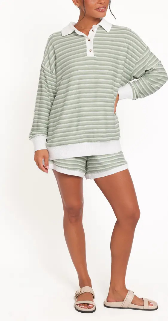 Dealia Stripe Polo Sweater & Shorts Set | Nordstrom
