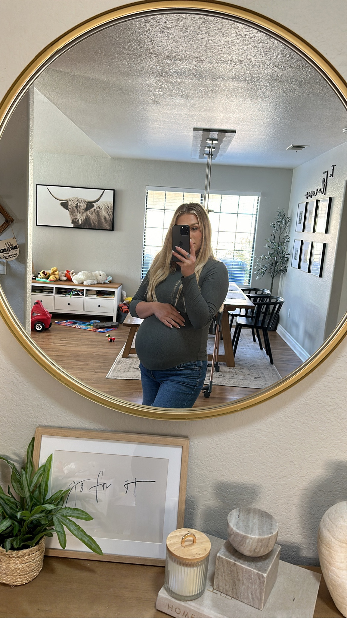 Favorite maternity friendly basic long sleeve tee 
Super stretchy I’m wearing a medium here but also get large 

#LTKfindsunder50 #LTKbump #LTKMostLoved