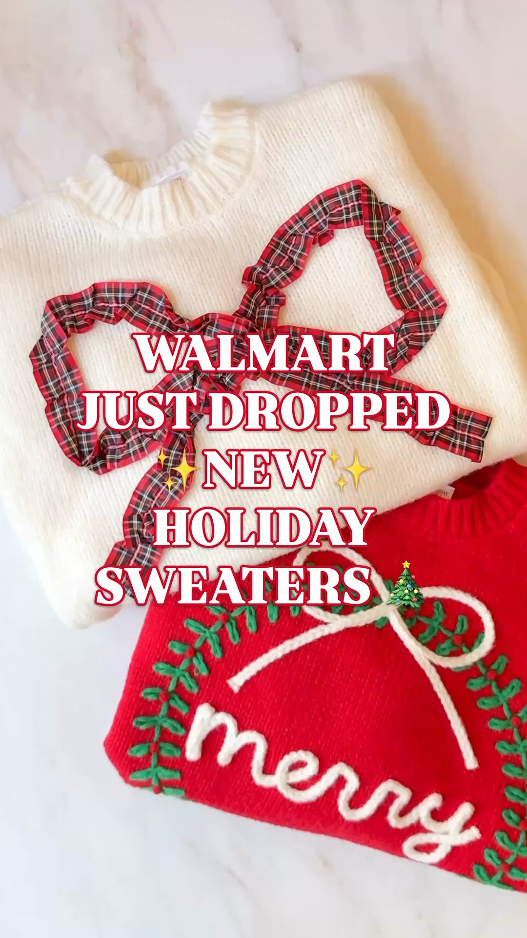 CLASSIC CHRISTMAS SWEATERS FOR $20 ON WALMART 🎄

A big tartan bow on a cream sweater? Walmart, you have my attention. These new holiday sweaters are giving classic Christmas in the best way, and they’re only $20 each.

The plaid bow and embroidered “merry” wreath have that nostalgic, preppy holiday look I love. If your Christmas outfit wish list involves red, green, tartan and a bow somewhere, these belong on it.

Both are midweight crewneck sweaters with a relaxed fit. Add jeans and ballet flats for a cookie exchange, or a skirt for Christmas Eve. Such cute options for teacher Christmas outfits, holiday lunches and a tacky Christmas sweater party when your interpretation leans toward festive and pretty.

And y’all, my sellout-risk Spidey senses are tingling. I wouldn’t be surprised if these were gone before November. That’s my prediction, but at $20, I’d get your Christmas sweater sorted early.

Walmart Christmas sweaters, holiday sweaters women, tartan bow sweater, plaid bow Christmas sweater, red Merry sweater, Christmas wreath sweater, preppy Christmas outfits, classic holiday style, Christmas sweaters under $25, affordable holiday outfits, holiday look for less, teacher Christmas outfits, tacky Christmas sweaters, Christmas party sweater, Holiday Time sweaters, Walmart style, Walmart finds @Walmart 

#LTKFindsUnder50 #LTKHoliday #LTKStyleTip #ChristmasSweater #PreppyStyle #LookForLess #WalmartStyle #WalmartFinds #HolidaySweaters

#LTKSeasonal #LTKWorkwear #LTKOver40
