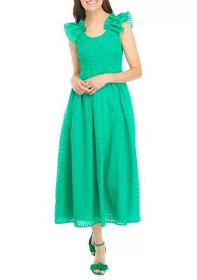 Women's Ruffle Smocked Shadow Pleated Dress | Belk