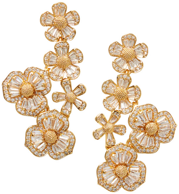 kate spade new york Gold-Tone Fleurette Linear Earrings - Macy's | Macy's